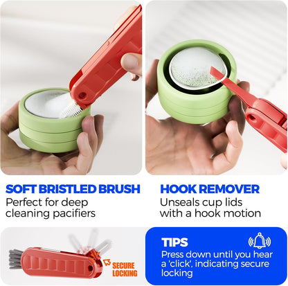6 PACK Holikme 4 in 1 Cup Lid Cleaning Brush Set with 3 Straws, Multifunctional Bottle Brush, Silicone Cup Lid Gap Cleaner, Durable Bristle Crevice Cleaning Brush,Flat End Brushes,Navy & Black & Olive