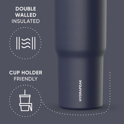 Hydrapeak Nomad 32oz Insulated Stainless Steel Travel Tumbler with Handle & Straw Lid, Leakproof, Cupholder Friendly, Keeps Drinks Cold 24 Hours, Reusable Bottle for Daily Hydration (Pale Sage)