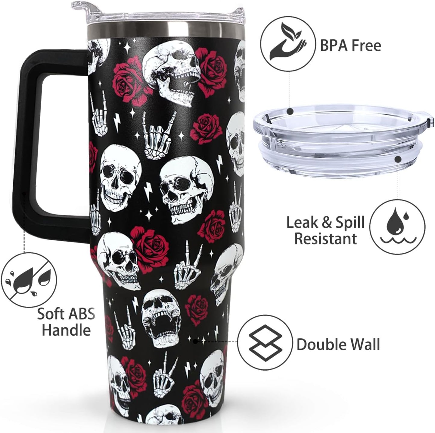 Ceovfoi 40 oz Pickleball Coffee Mug Vacuum Insulated Travel Tumbler with Handle, Lid & Straw - Perfect Pickleball Gifts for Players, Coaches, Lovers | Pickleball Accessories