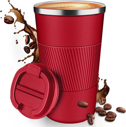 12OZ Travel Coffee Mug Insulated Coffee Cup with Spill Leak Proof Lid, Portable Stainless Steel Tumbler Reusable Hot and Cold Water Mug for Car, Daily, Camping- Blue