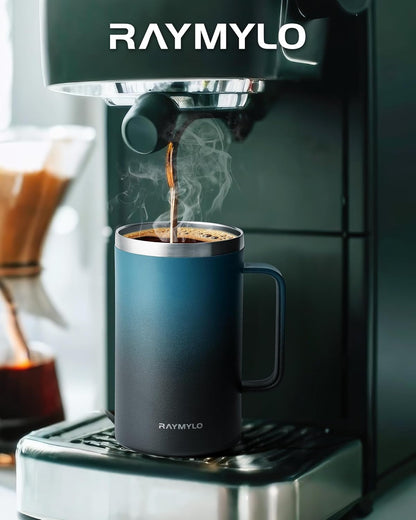 RAYMYLO Insulated Coffee Mug 12 oz, Double Wall Stainless Steel Coffee Mug with Lids, Leak-Proof & Detachable Slider Lid for Thorough Clean, Keeps Coffee Cold for 9 Hrs, Suitable for Camp Home Office