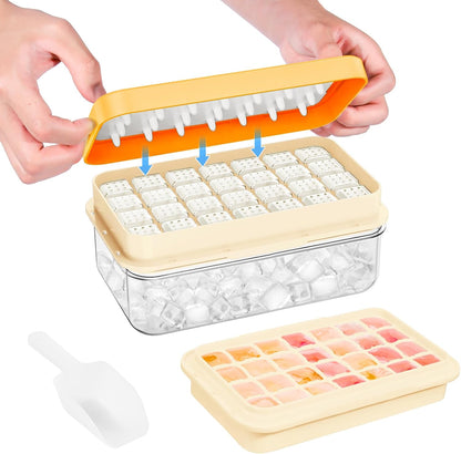 Ice Cube Tray with Lid and Bin, PHINOX 56 pcs Ice Trays for Freezer, Ice Cube Trays for Freezer with 2 trays, Container, Lid & Ice Scoop, BPA Free