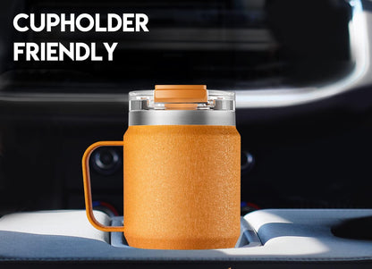 Meoky 32oz Tumbler with Handle, Stainless Steel Travel Mug with 2-in-1 Straw and Sip Lid, Vacuum Insulated Coffee Mug, 100% Leak Proof, Keeps Cold for 24 Hours or Hot for 8 Hours (Sky)