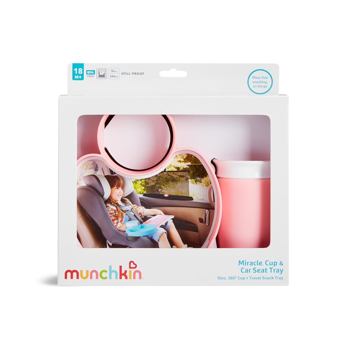 Munchkin® Carseat Tray - Toddler Travel & Road Trip Accessory for Mess-Free Snacking in The Car, Grey