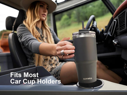 SUNWILL 20 oz Tumbler with Handle and Straw Leak Proof,Travel Coffee Mug with Lid, Stainless Steel Cup Insulated for Office & Gym, Cupholder Friendly, Powder Coated Orchid