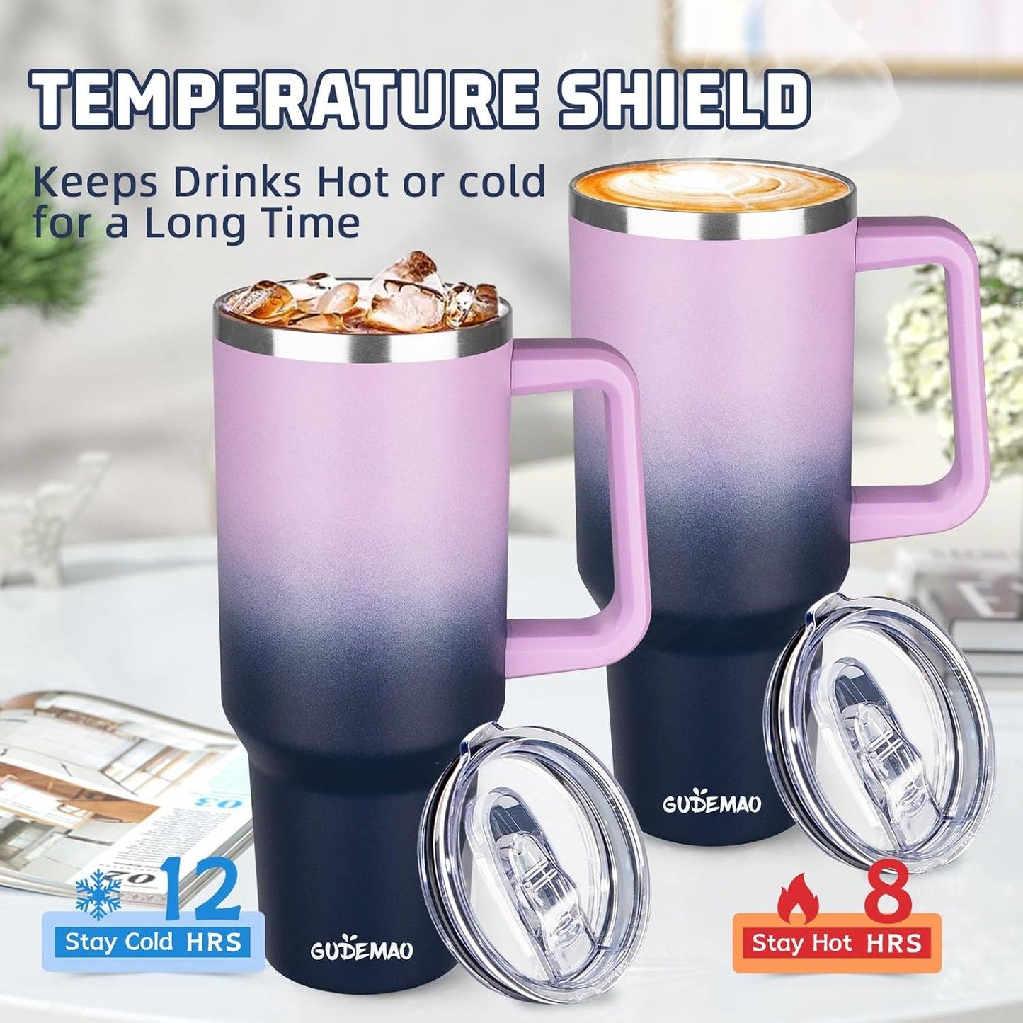 20 oz Insulated Coffee Mug with Ceramic Coating, Stainless Steel Travel Mug Tumbler with Handle Lid and Straw, Double Wall Leak-Proof Coffee Travel Mug Keeps Drink Hot and Cold (Black)