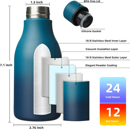 BJPKPK Insulated Water Bottles, 18 oz Stainless Steel Metal Water Bottle with Strap, BPA Free Leak Proof Jugs, Mugs, Flasks, Reusable Thermal Flasks for Sports & Travel, Black - Colors B