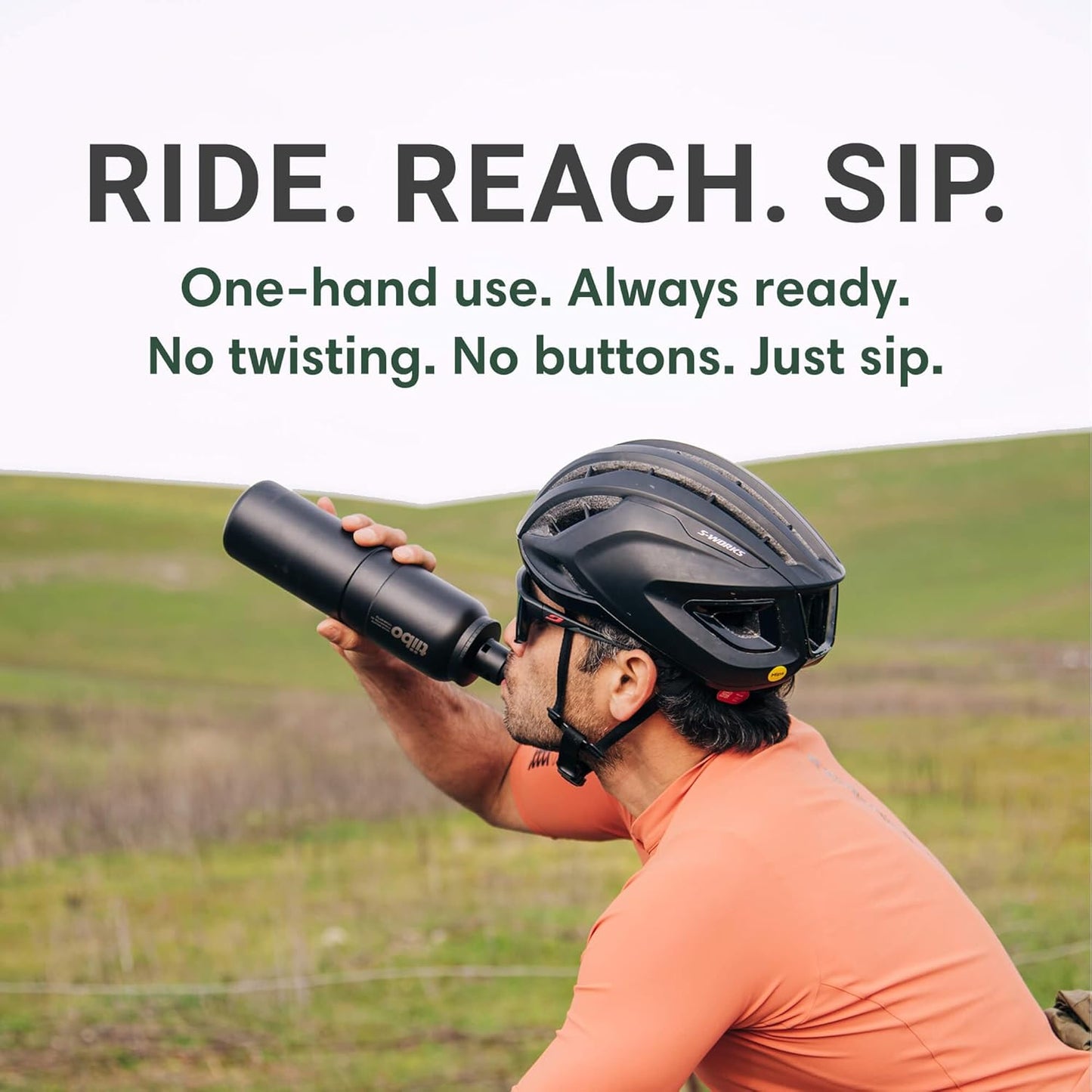 tiibo Vacuum Insulated Stainless Steel Bike Water Bottle, Double Wall, No-Squeeze, Fast Flow Sport Nozzle, Designed for Cycling, Biking, Fitness & Sports, Fits Most Bike Cages (Brushed, 23OZ)