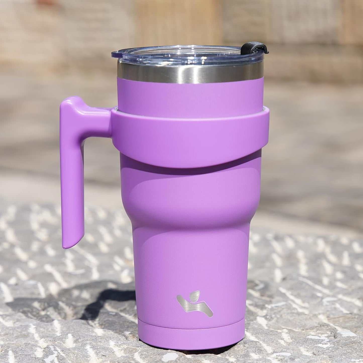 Konokyo 20 oz Tumbler with Handle and 2 Straw 2 Lid, Insulated Water Bottle Stainless Steel Vacuum Cup Reusable Travel Mug,Black