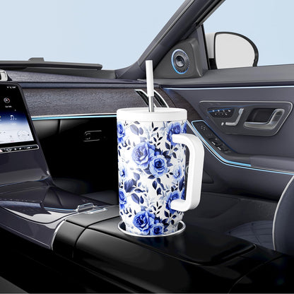 Meoky 40 oz Tumbler with Handle and Straw: Stainless Steel Insulated Tumbler with Lid and Straw - 100% Leak Proof Tumbler for Car Cup Holders - Travelers Commuters Workers, Donut