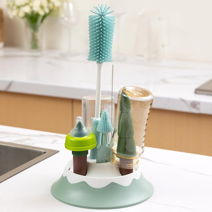 Chemimoso Silicone Bottle Cleaning Brush, 13.4in Long Handle Water Cup Bottles Cleaner for Baby Bottles, Stanley Mug, Sports Bottle, Glass Vase, with a Tiny Cup Lid Gap Cleaning Brush, z Blue