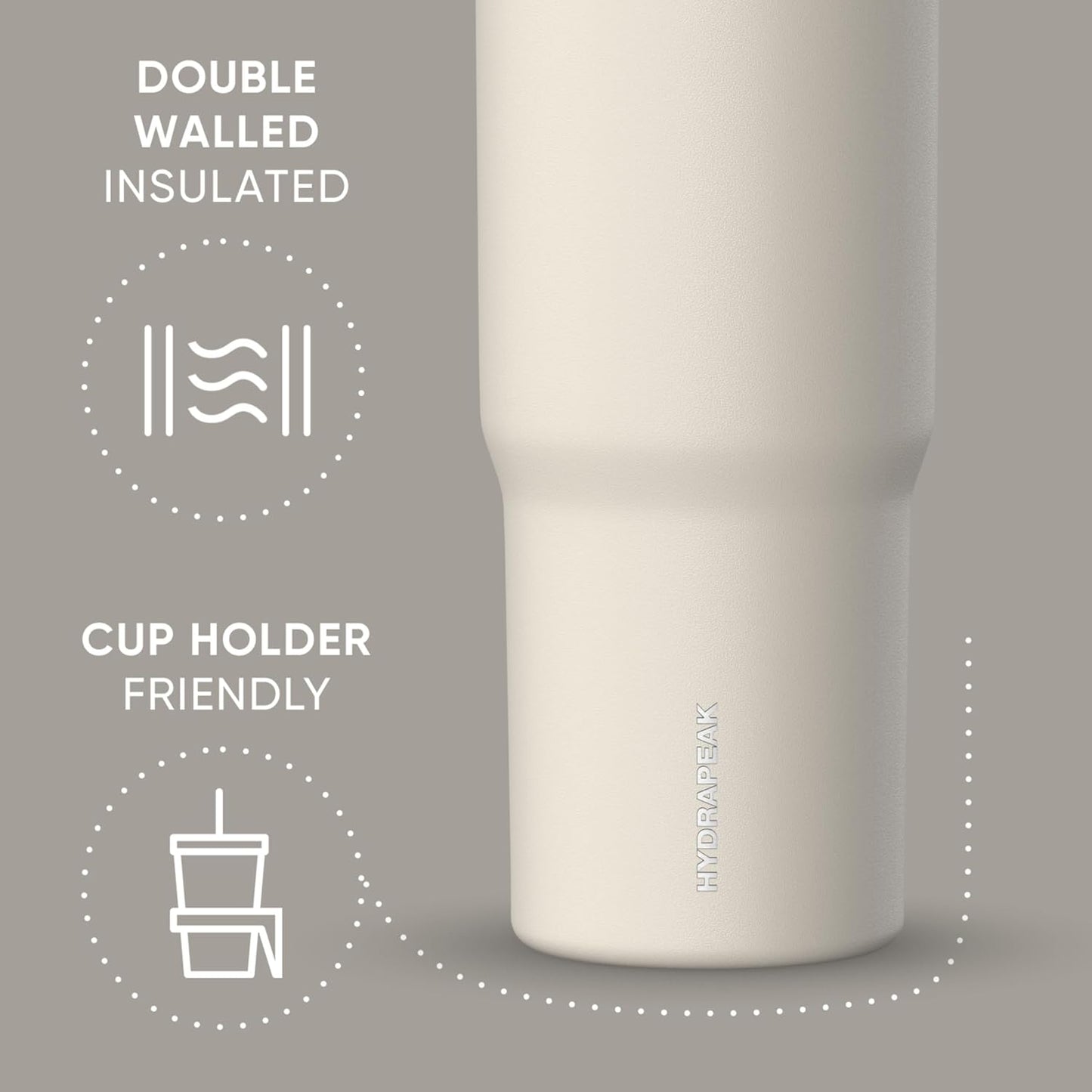 Hydrapeak Nomad 32oz Insulated Stainless Steel Travel Tumbler with Handle & Straw Lid, Leakproof, Cupholder Friendly, Keeps Drinks Cold 24 Hours, Reusable Bottle for Daily Hydration (Pale Sage)