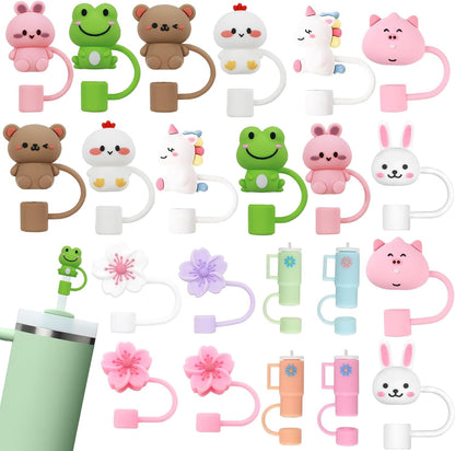 15Pcs Straw Toppers for Stanley Cup, Silicone 10mm Straw Cover Cap for Stanley 30 40oz Tumblers, Reusable Lid Accessories