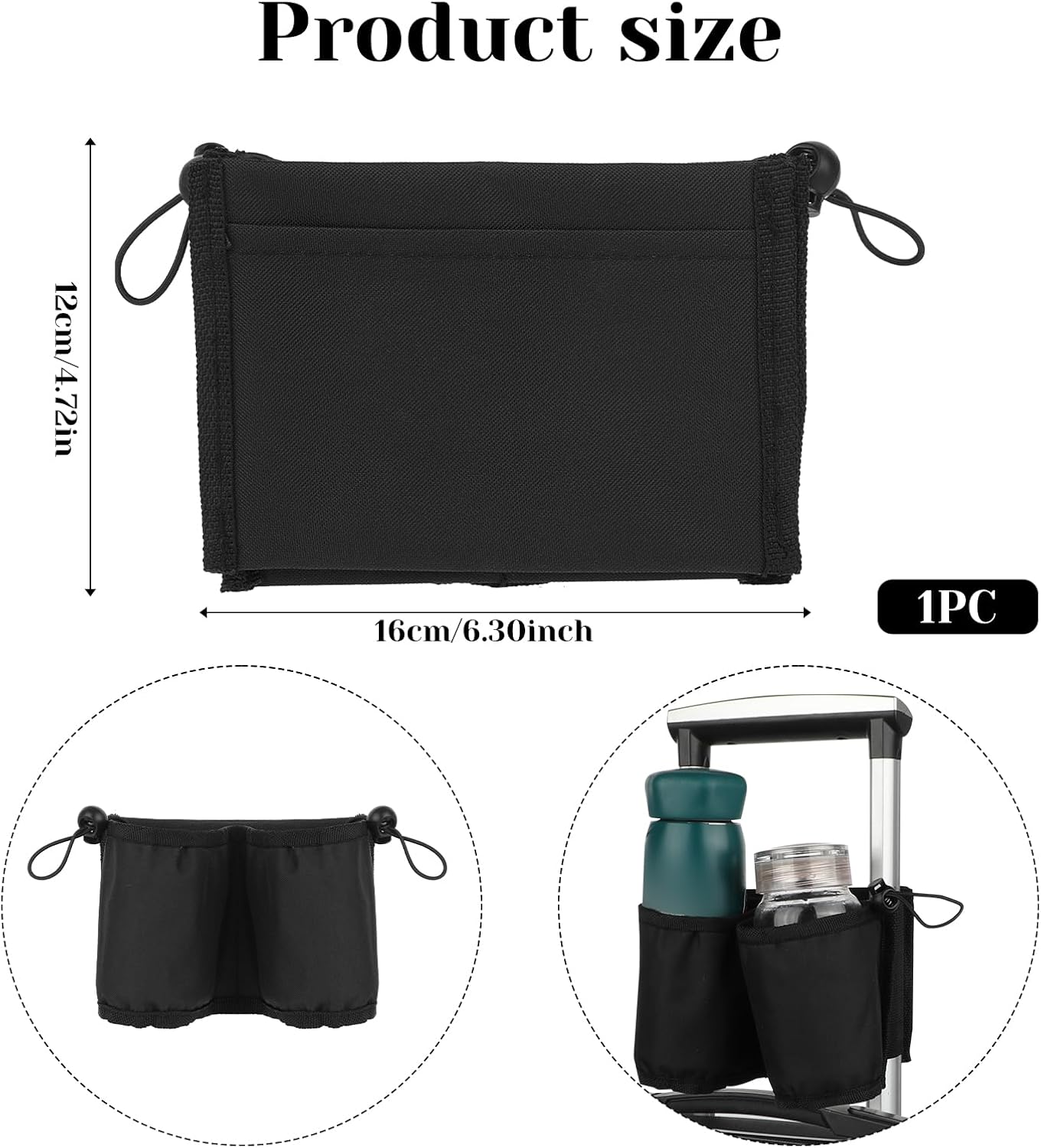 Luggage Travel Cup Holder Free Hand Drink Carrier Hold Two Coffee, Luggage Drink Holder for Suitcase for Most Flight Attendants, Business People, Travel Essentials(Black)