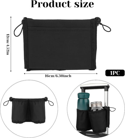 Luggage Travel Cup Holder Free Hand Drink Carrier Hold Two Coffee, Luggage Drink Holder for Suitcase for Most Flight Attendants, Business People, Travel Essentials(Black)