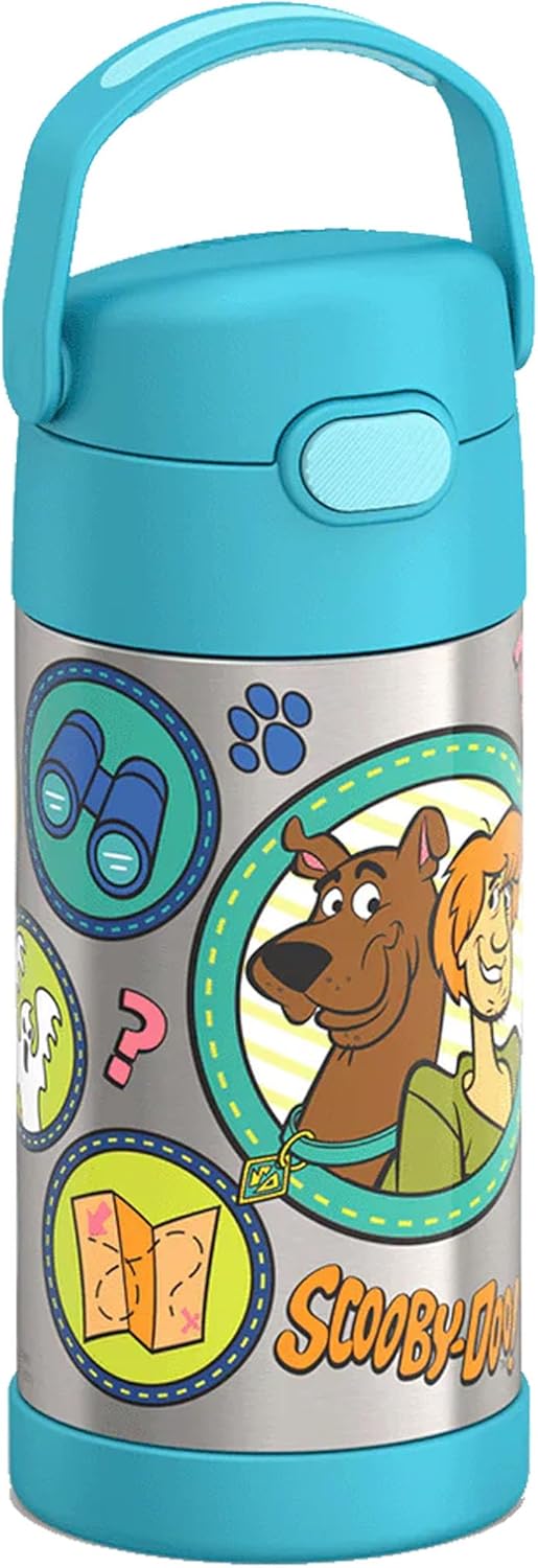 THERMOS FUNTAINER Water Bottle with Straw - 12 Ounce - Kids Stainless Steel Vacuum Insulated Water Bottle with Lid, Bluey - Colors A