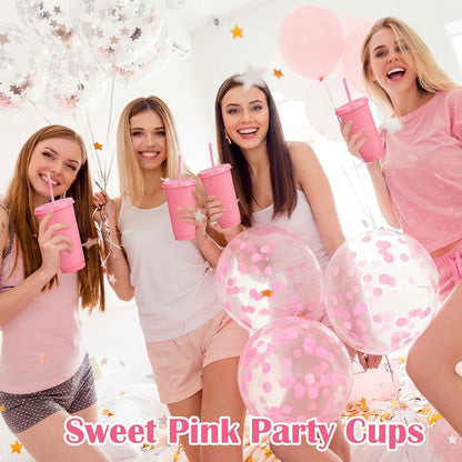 Honeydak 15 Pack Tumbler with Straw and Lid Bulk Cups for Gifts Water Bottle Iced Coffee Travel Mug Cup Reusable Plastic Tumblers for Party Birthdays 24-27 oz (Solid Color)
