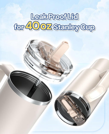 2 Pack Tumbler Flip Straw Lid Replacement Fit for Stanley 40 OZ Quencher, Leak Proof Lid with Straw for Stanley, No Spill Reusable Tumbler Lid Compatible with Stanley Cup Accessories