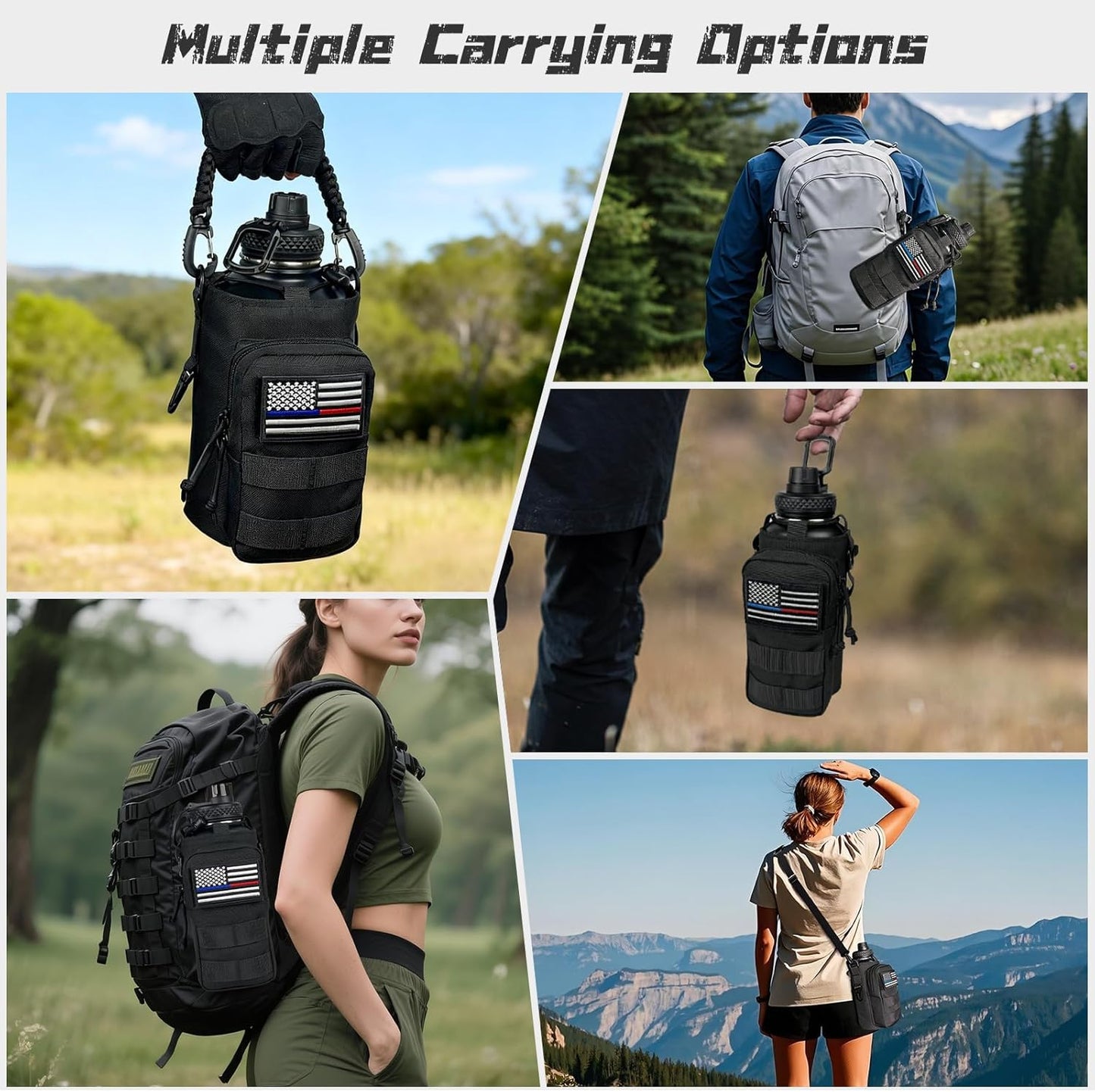 32 oz Insulated Water Bottle with Sleeve - Tactical Stainless Steel Gym Water Bottles for Men, Sports Water Bottle for Hiking Camping Outdoor with Camo Pouch