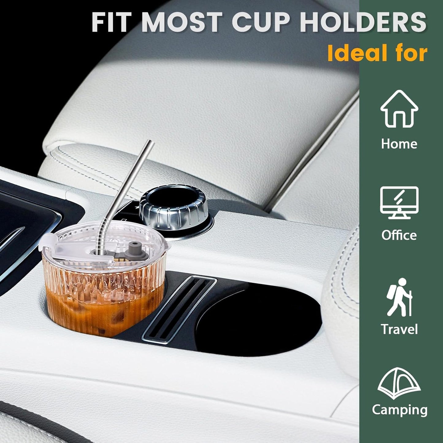 16 OZ Iced Coffee Cups with Lids and Straws Set of 4, Unbreakable Plastic Drinking Glasses Reusable Iced Coffee Glass to Go Cup for Iced Tea,Juice, Water,BPA Free, Dishwasher Safe