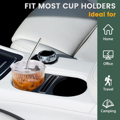 16 OZ Iced Coffee Cups with Lids and Straws Set of 4, Unbreakable Plastic Drinking Glasses Reusable Iced Coffee Glass to Go Cup for Iced Tea,Juice, Water,BPA Free, Dishwasher Safe