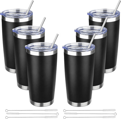 20 oz Tumbler with Lids and Straws, Stainless Steel Insulated Travel Coffee Mug, Double Wall Vacuum Insulated Tumblers, Powder Coated Coffee Tumbler for Cold & Hot Drinks (Light Purple)
