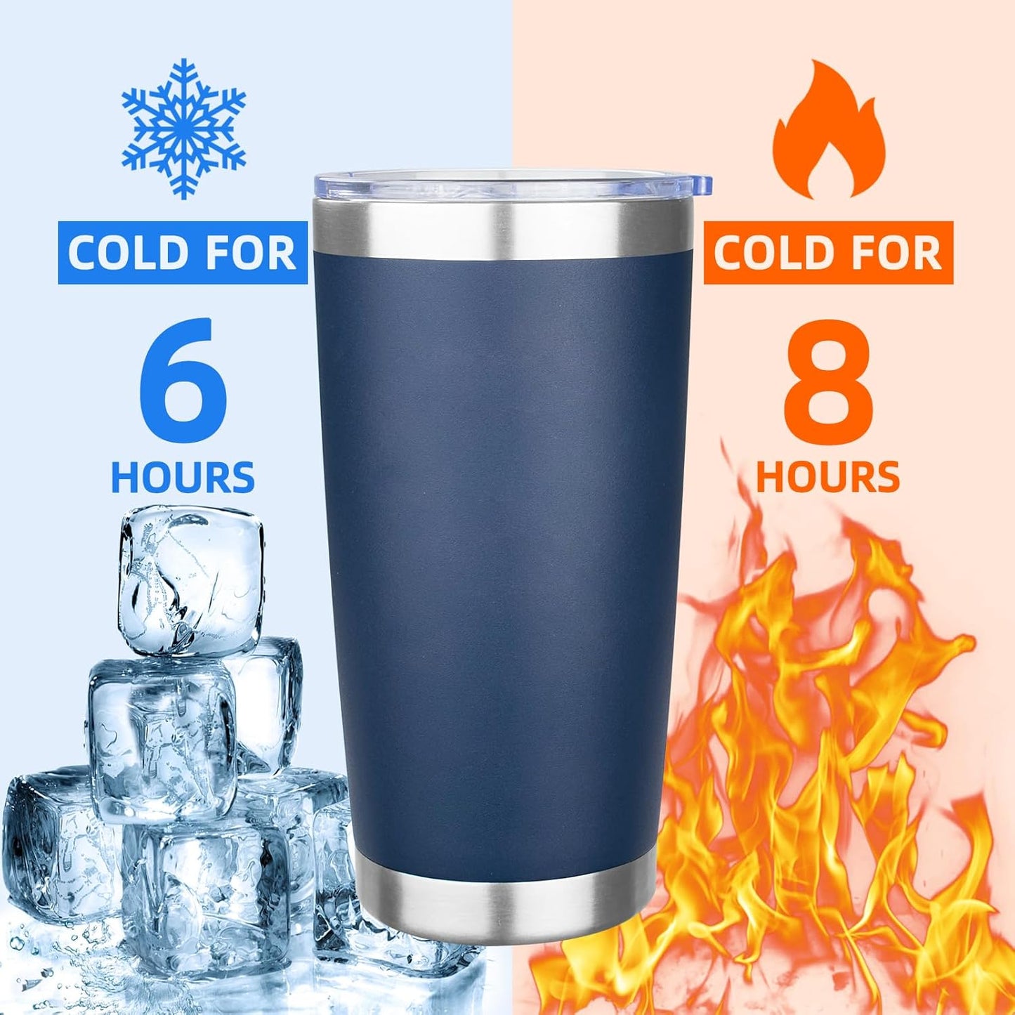 20oz Tumbler with Lid Stainless Steel Insulated Tumblers Travel Coffee Tumbler Bulk Double Wall Vacuum Insulated Water Cup Gifts for Christmas Women Men Her Him Home Office(Navy Blue, 1pack)
