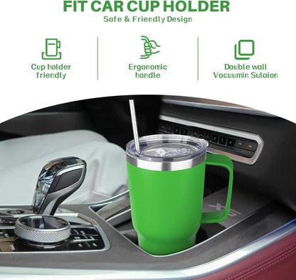 40 oz Tumbler with Handle, Insulated Tumbler with Lid and Straw, Reusable Stainless Steel Vacuum Insulated Cup, 100% Leak Proof Thermal Travel Coffee Mug Cup for Cold and Hot (Light Purple)