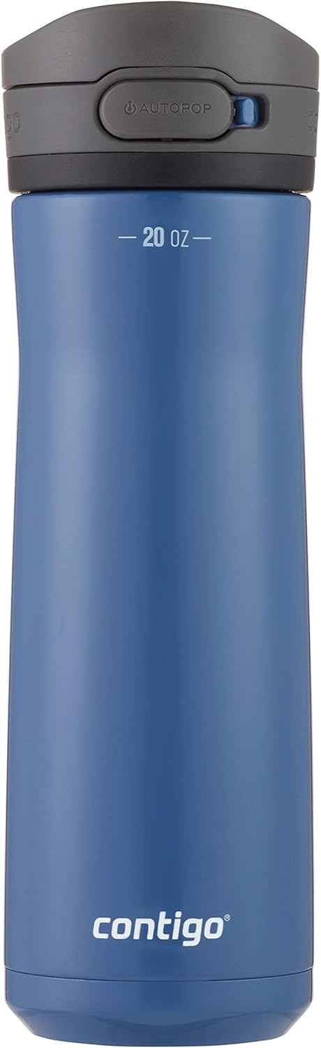 Contigo Jackson Chill 2.0, Vacuum-Insulated Stainless Steel Water Bottle with Secure Lid, Leak-Proof Travel Friendly, 20oz Capacity, Blueberry Color, Keeps Drinks Cold for 12 Hours