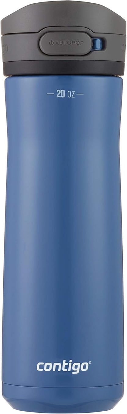 Contigo Jackson Chill 2.0, Vacuum-Insulated Stainless Steel Water Bottle with Secure Lid, Leak-Proof Travel Friendly, 20oz Capacity, Blueberry Color, Keeps Drinks Cold for 12 Hours