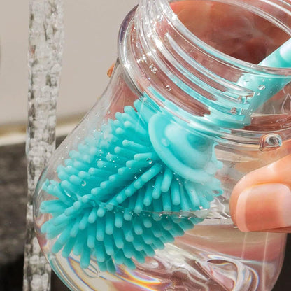 Kitchiny Silicone Bottle Brush with 2 Straw Cleaners - 12.5” Water Bottle Cleaner Brush for Yeti, Hydro Flask, Owala, Stanley, Baby Bottles, Glassware, Vases & Narrow Neck Containers - Orange