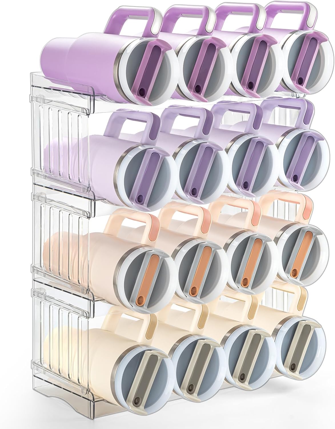 Gracenal Large Tumbler Organizer for Stanley Cup 40 oz, Patented Kitchen Pantry Organizers and Storage for Stanley Cup Accessories, Stackable Water Bottle Organizer Holder Gifts 4Pack Large-12-bottle