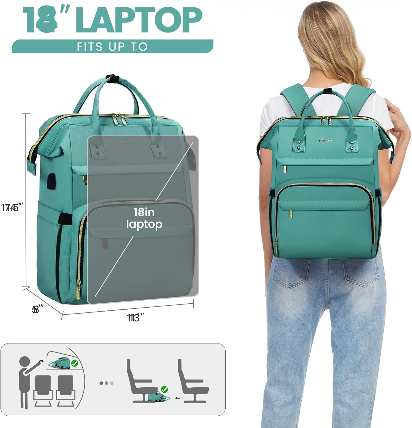 LOVEVOOK Laptop Backpack for Women with Giant Tumbler Holder Pocket,15.6 inch Waterproof Travel Backpack Purse Computer Laptop Bag,Professional Work College Nurse Teacher Backpack Casual Daypack,Black