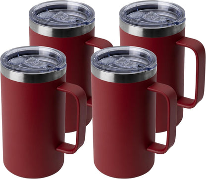 DOMICARE 24oz Mug with Handle and Lid, Stainless Steel Coffee Mug, Reusable Insulated Cup, Travel Mug with Handle, Double Wall Vacuum Coffee Tumbler for Men and Women, Black, Pack 1