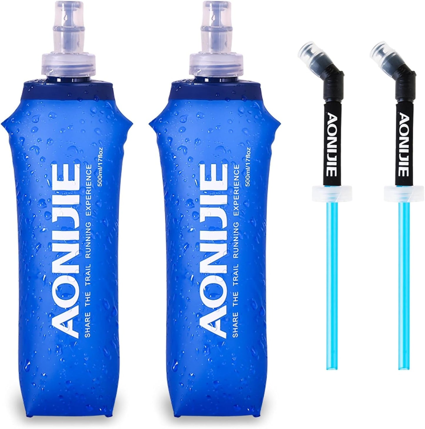 TRIWONDER Handheld Water Bottle for Running, Quick Grip Chill 17 oz Handheld Soft Water Bottle with Hand Strap Hydration Pack, BPA Sport Soft Flask (Blue)