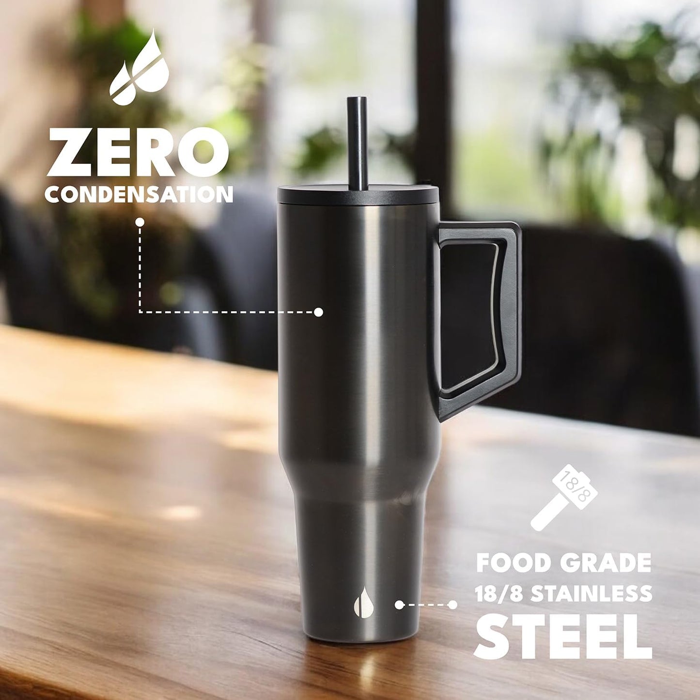 Elemental 32 oz 100% Leak Proof Tumbler with Handle & Straw - Stainless Steel Double Wall Insulated Tumbler for Hot and Cold Beverages - Travel Coffee Mug with Sip & Straw Lid - White - Colors B