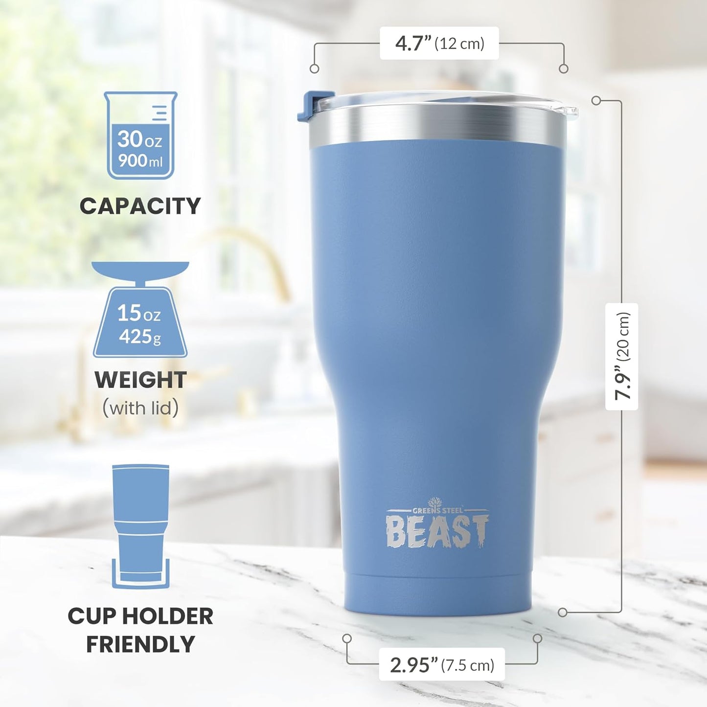 Beast 10 oz Tumbler Stainless Steel Vacuum Insulated Coffee Ice Cup Double Wall Travel Flask (Arctic White)