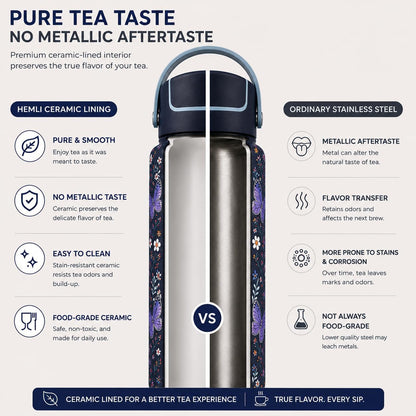 22 oz Ceramic Lined Tea Infuser Travel Tumbler, Micro-Mesh Stainless Steel Infuser, Pure Taste Ceramic Interior, Triple Insulated 12hr Hot Cold, Dual Sip & Straw Lid, Scratch-Resistant
