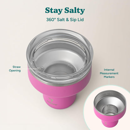REDUCE Saltini 16 oz Cocktail Tumbler - Insulated Margarita Tumbler with Lid - Keeps Drinks Cold for 10 Hours - 360 Sippable Martini Glass Alternative - Shatterproof, Perfect for Parties - Cloud Blue