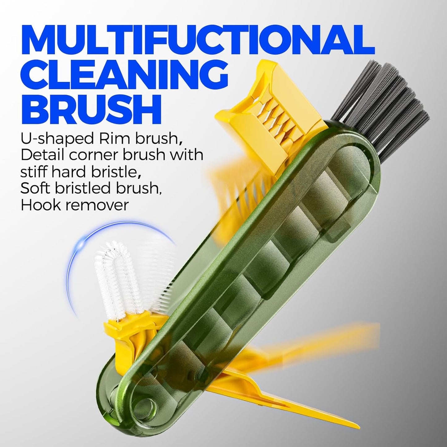 6 PACK Holikme 4 in 1 Cup Lid Cleaning Brush Set with 3 Straws, Multifunctional Bottle Brush, Silicone Cup Lid Gap Cleaner, Durable Bristle Crevice Cleaning Brush,Flat End Brushes,Navy & Black & Olive