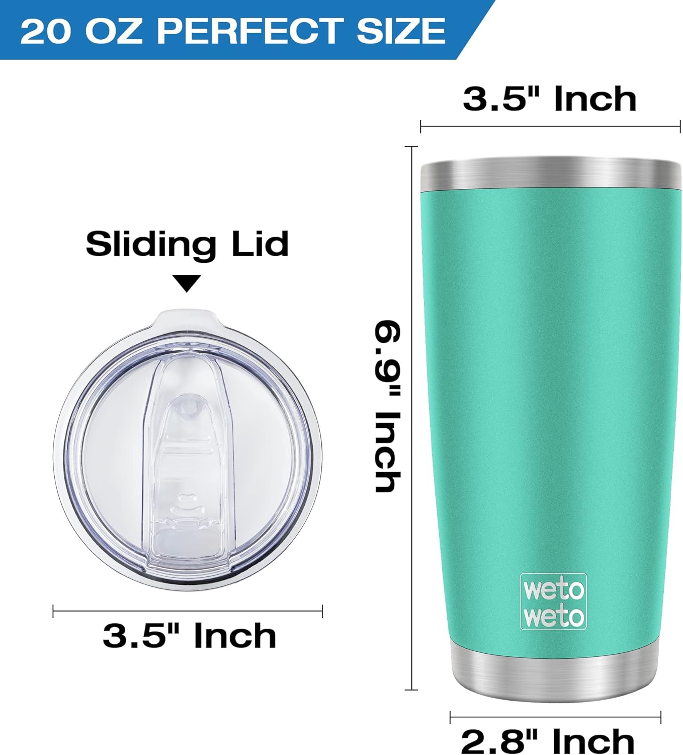 WETOWETO 20oz Tumbler, Stainless Steel Vacuum Insulated Coffee Travel Mug, Double Wall Powder Coated Insulated Coffee Mug Travel Mug with Lid Thermal Cup for Outdoor (Navy Blue, 1 Pack)