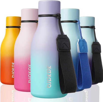 BJPKPK Insulated Water Bottles, 18 oz Stainless Steel Metal Water Bottle with Strap, BPA Free Leak Proof Jugs, Mugs, Flasks, Reusable Thermal Flasks for Sports & Travel, Black - Colors A
