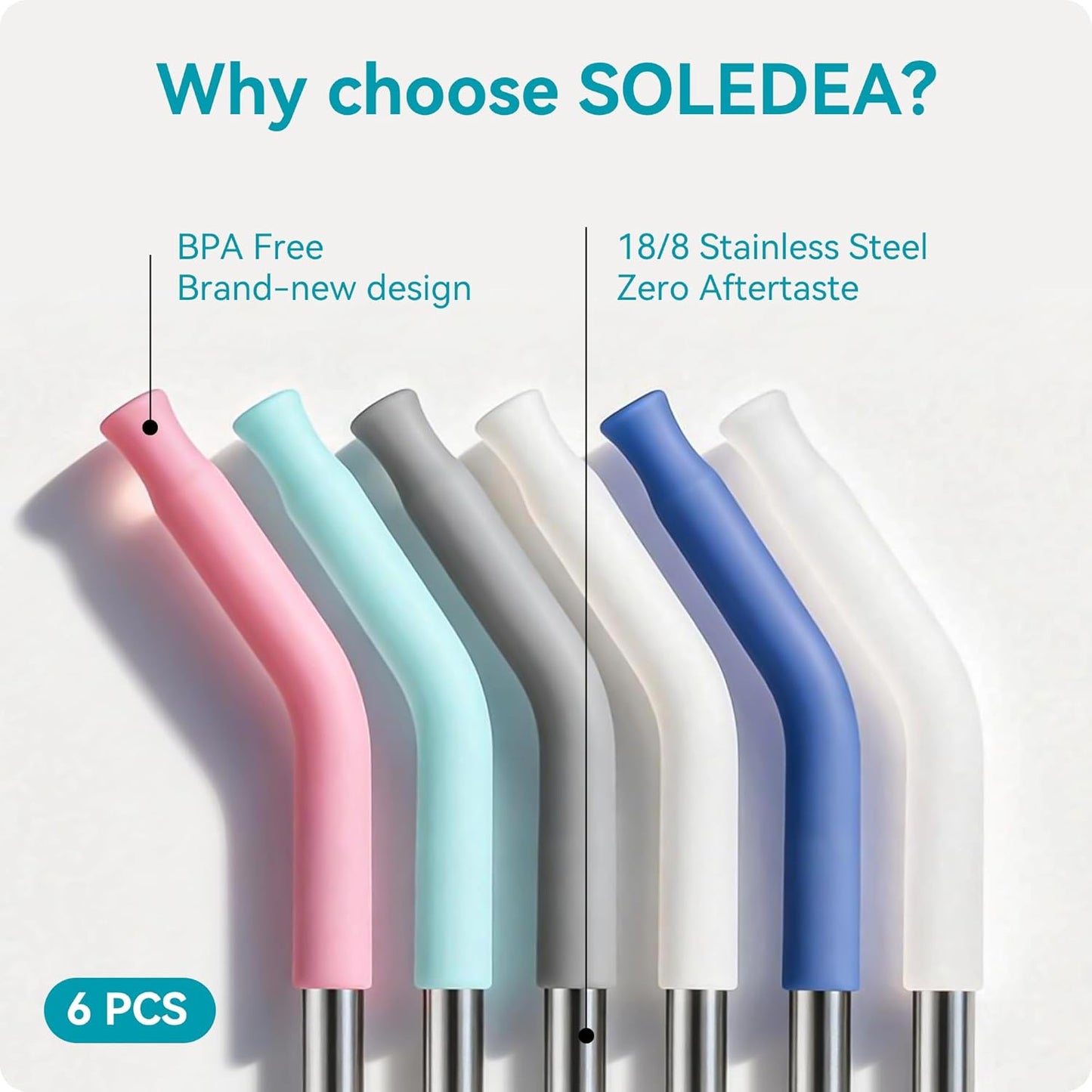 40 oz Straight Metal Straws for 40 oz Stanley Tumbler, 6 Pcs Stainless Steel Reusable Drinking Metal Straw with Colourful Silicone Tips,Straw for Glass Cups, BPA FREE