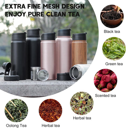Sivaphe Tea Infuser Bottle With Removable Loose Leaf Tea Strainer Cup 18/8 Stainless Steel Portable Insulated Travel Tea Tumbler Black