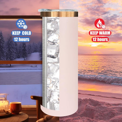 20 oz Skinny Tumblers Bulk, Stainless Steel Insulated Tumbler with Lids and Straws, Slim Double Wall Powder Coated Travel Coffee Mugs Reusable Cup for Hot Cold Drinks (Black,1 pack)