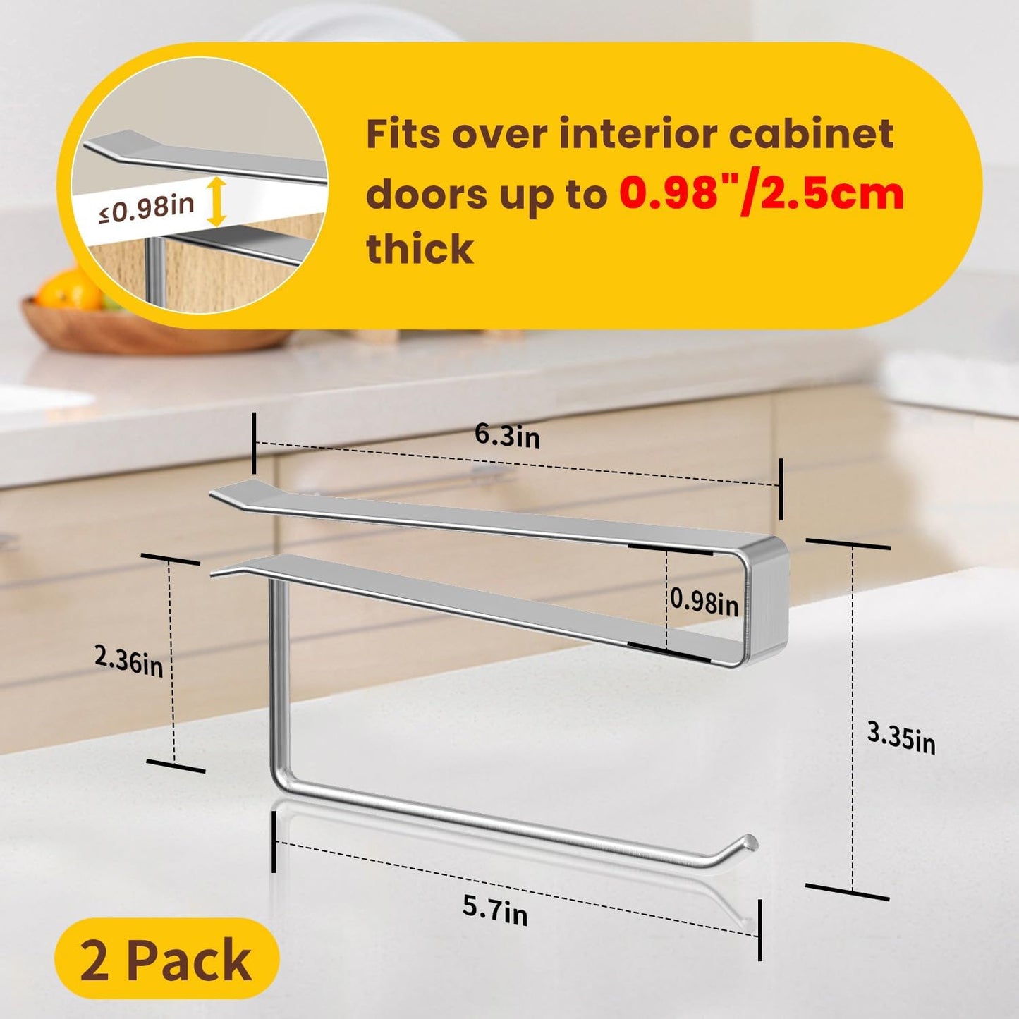 2 Pack Tumbler Lid Organizer, Under Cabinet Cup Lid Holder for Yeti Insulated Mug/Stanley Insulated Mug/Simple Modern Insulated Mug Lid, No Gluing, No Drilling, Up to 10 Lids (Black)