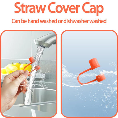 6PCS Silicone Straw Covers Cap Compatible with Stanley Cup 30-40 oz Tumbler with Handle 10mm Straw Toppers，Dust-Proof Reusable Straw Cover for Stanley Cup Accessories (Black)