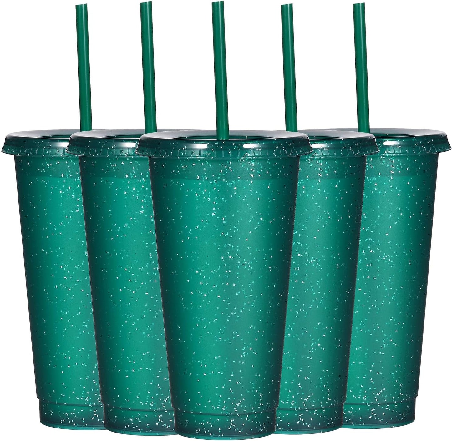 Suertestarry Tumbler with Straw and Lid,Water Bottle Iced Coffee Travel Mug Cup,Reusable Plastic Cups,Perfect for Parties,Birthdays,24oz-5 Pack (Rainbow, 5pack)