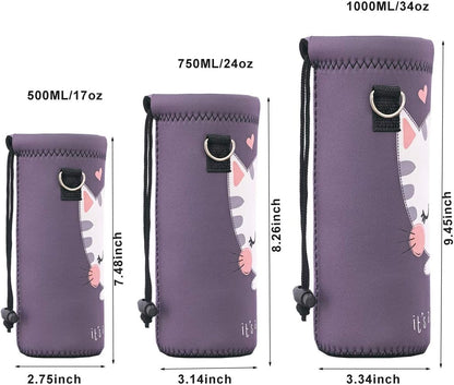 RICHEN Neoprene Water Bottle Carrier Bag with Adjustable Shoulder Strap,Insulated Water Bottle Cover for Stainless Steel/Glass/Plastic Bottles