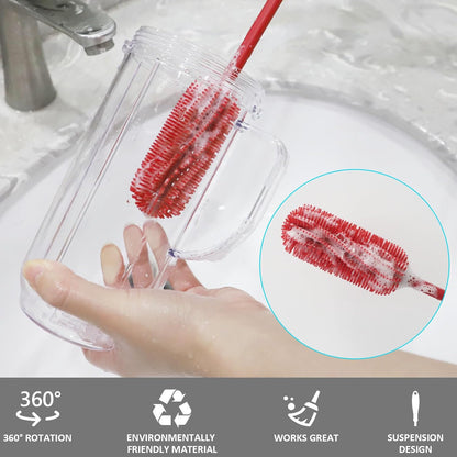Silicone Bottle Cleaning Brush with Long Handle, 12.5" Water Bottle Cleaner for Baby Bottles, Hydro Flask, Sports Bottle, Vase, Glassware, Perfect for Smaller Diameter Bottle Openings (One Pack)